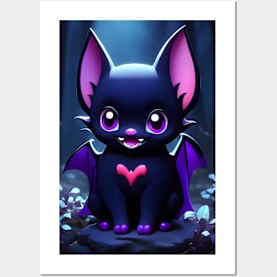 Cute Kawaii Vampire Bat Posters and Art